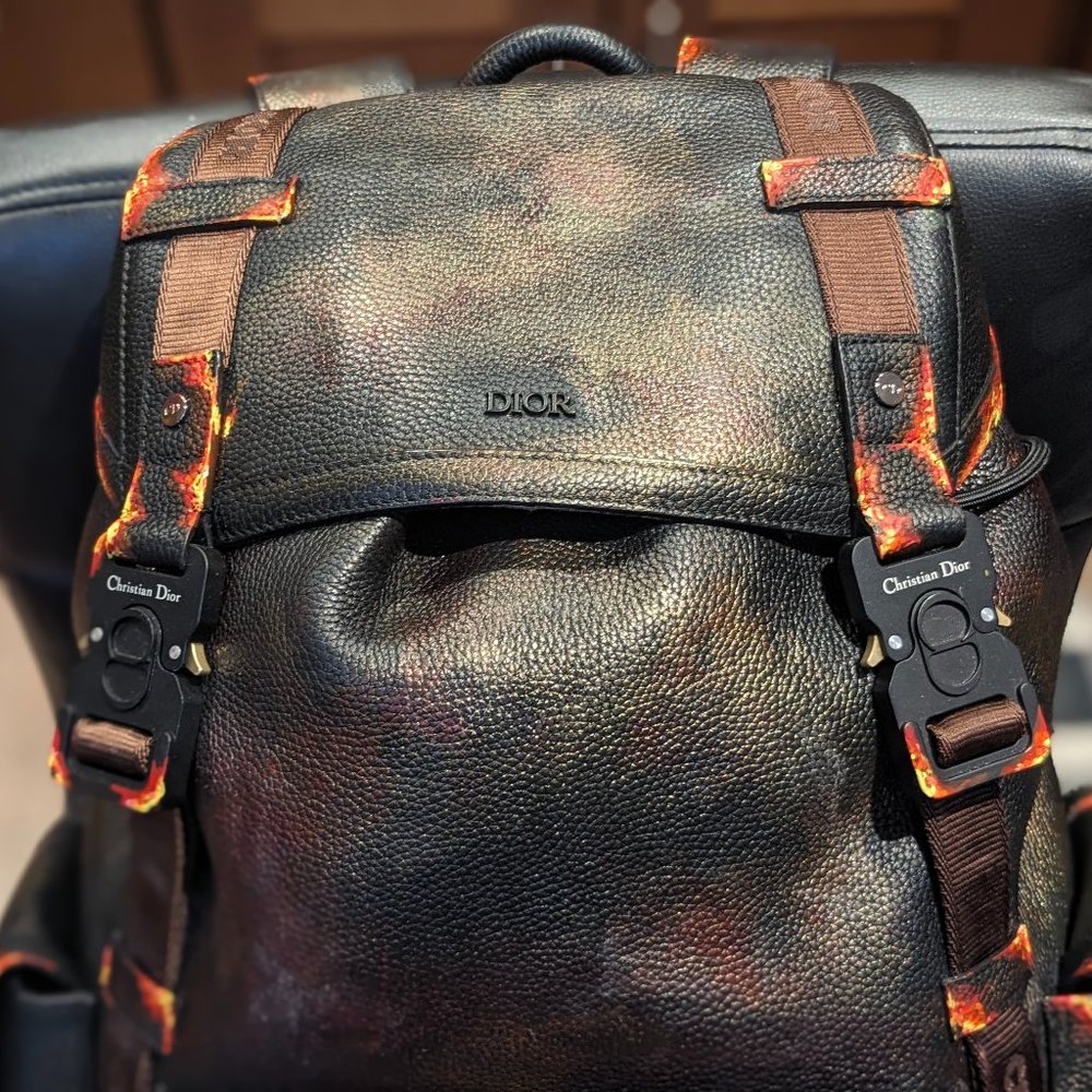 NWT AUTH HIT THE ROAD MENS BACKPACK CACTUS JACK X DIOR LEATHER LARGE DEADSTOCK - Picture 7 of 16
